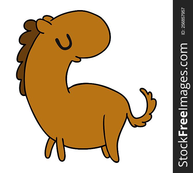 cartoon illustration kawaii of a cute horse. cartoon illustration kawaii of a cute horse