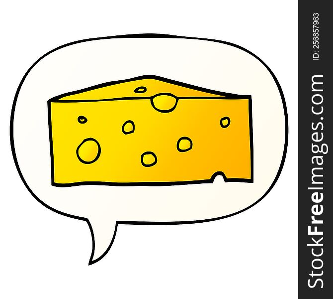 Cartoon Cheese And Speech Bubble In Smooth Gradient Style