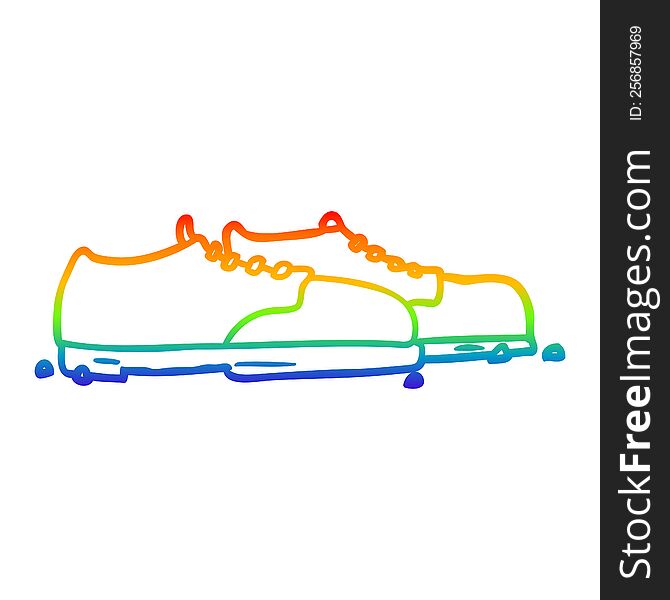 rainbow gradient line drawing of a old shoes