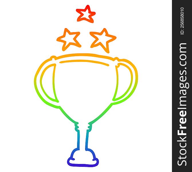 rainbow gradient line drawing of a cartoon sports trophy