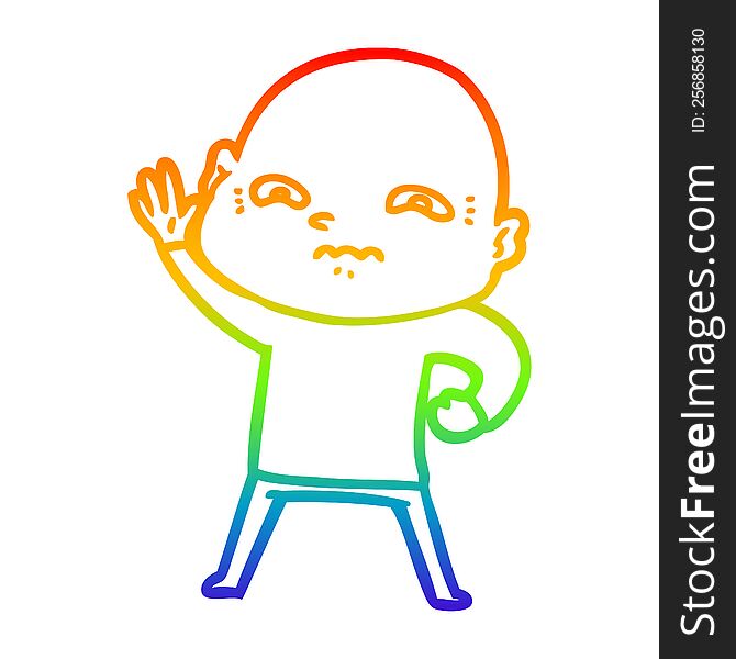 Rainbow Gradient Line Drawing Cartoon Creepy Guy