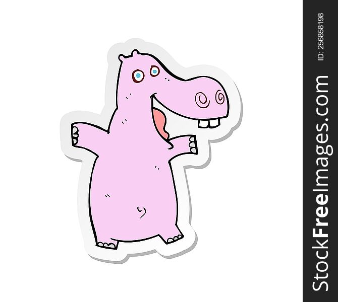 sticker of a cartoon hippo