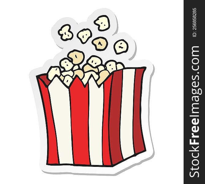 sticker of a cartoon popcorn