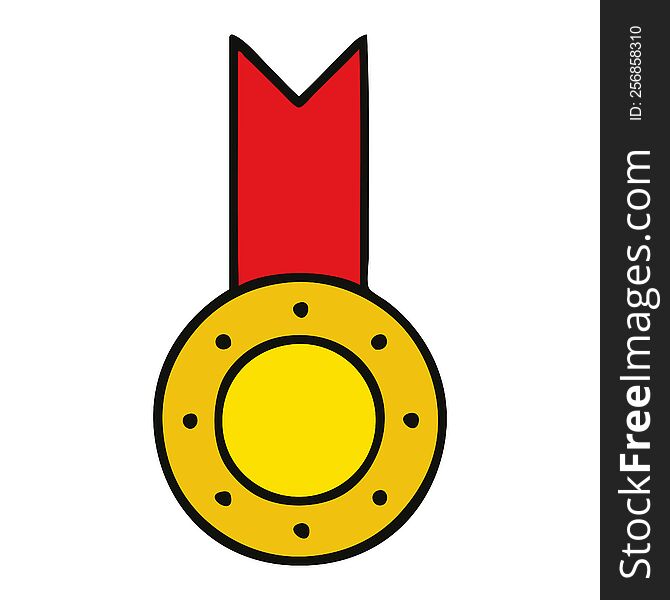 cute cartoon of a gold medal. cute cartoon of a gold medal