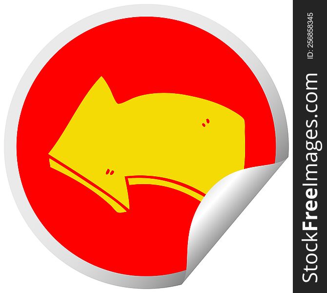Quirky Circular Peeling Sticker Cartoon Arrow