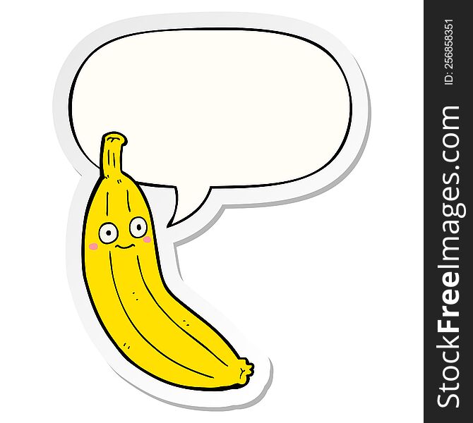 Cartoon Banana And Speech Bubble Sticker