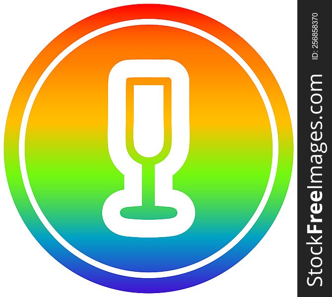 champagne flute circular icon with rainbow gradient finish. champagne flute circular icon with rainbow gradient finish