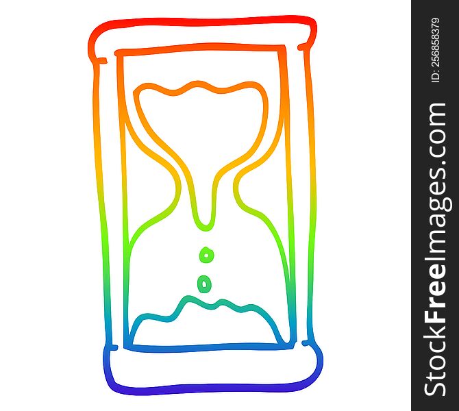 rainbow gradient line drawing of a cartoon hourglass