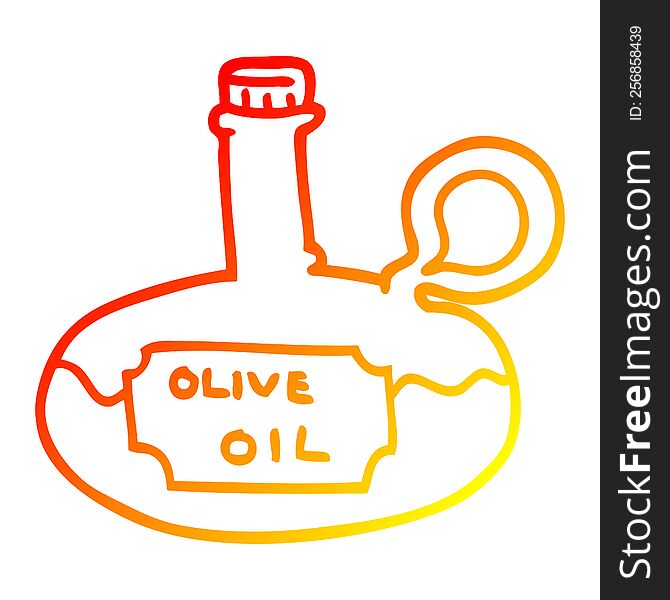warm gradient line drawing of a cartoon olive oil