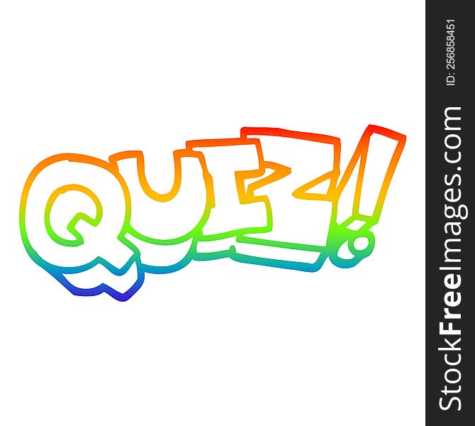 Rainbow Gradient Line Drawing Cartoon Quiz Sign