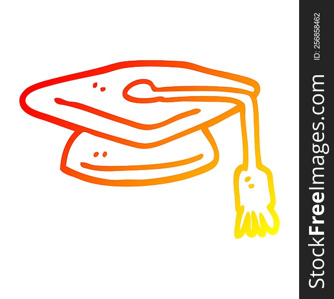warm gradient line drawing of a cartoon graduation hat