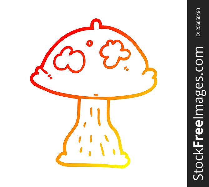 warm gradient line drawing cartoon mushroom