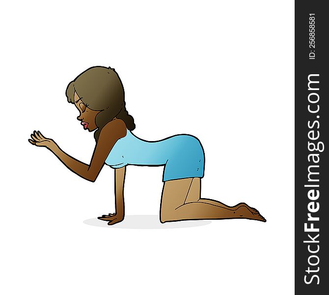 cartoon woman on all fours