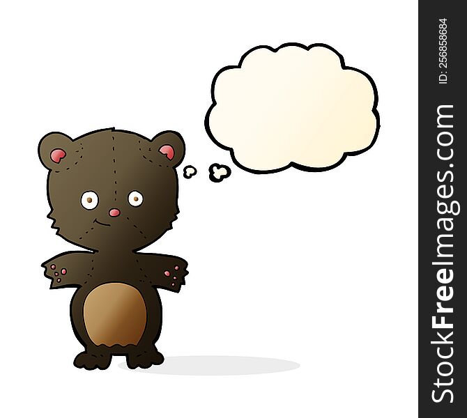 Cartoon Happy Black Bear With Thought Bubble