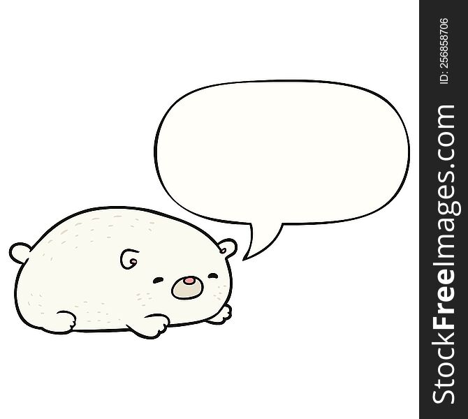 Cute Cartoon Polar Bear And Speech Bubble