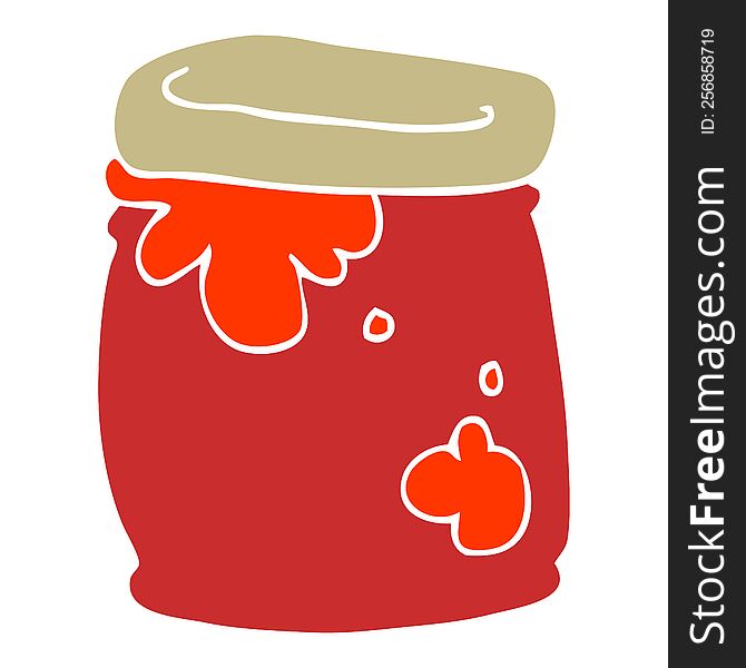 Flat Color Illustration Of A Cartoon Jar Of Jam