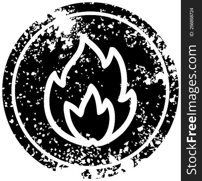 Simple Flame Distressed Icon