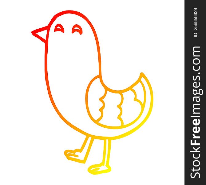 warm gradient line drawing of a cartoon red bird