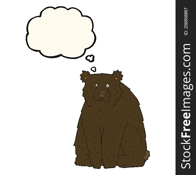 Cartoon Funny Black Bear With Thought Bubble