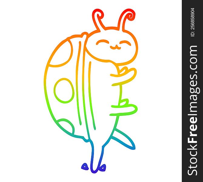Rainbow Gradient Line Drawing Cartoon Cute Bug