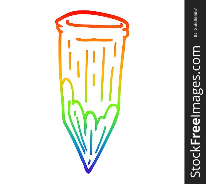 rainbow gradient line drawing of a cartoon vampire stake