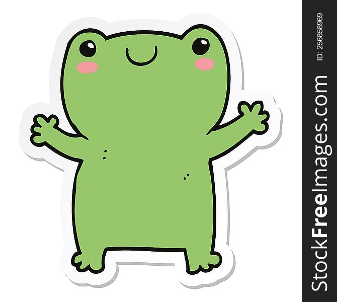 Sticker Of A Cute Cartoon Frog