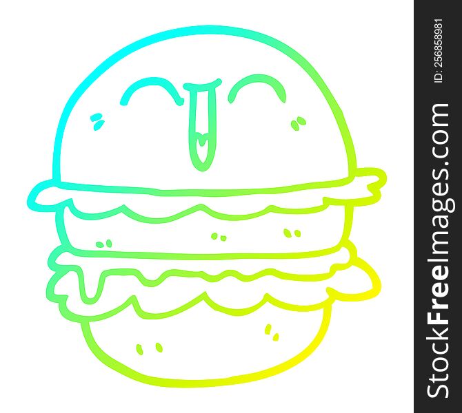 Cold Gradient Line Drawing Cartoon Burger