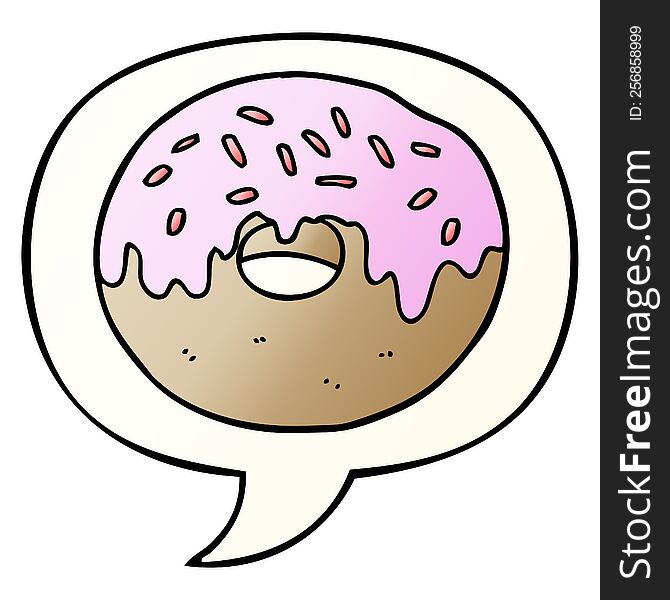 Cartoon Donut And Speech Bubble In Smooth Gradient Style