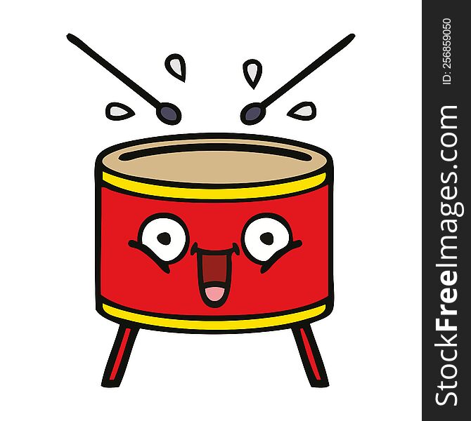 cute cartoon of a playing drum. cute cartoon of a playing drum