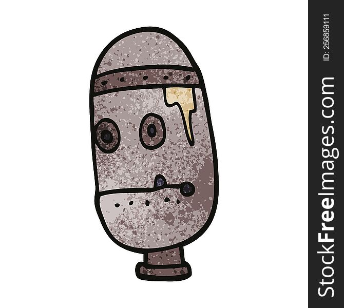 Cartoon Doodle Retro Robot Head