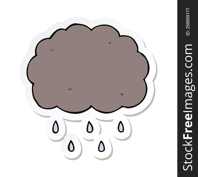 Sticker Of A Cartoon Cloud Raining