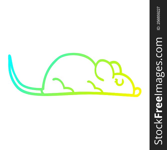cold gradient line drawing of a cartoon little mouse