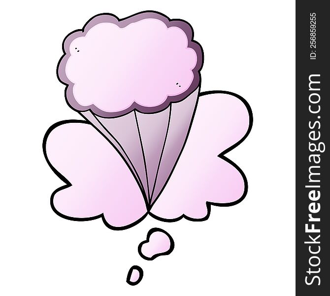 cartoon decorative cloud with thought bubble in smooth gradient style