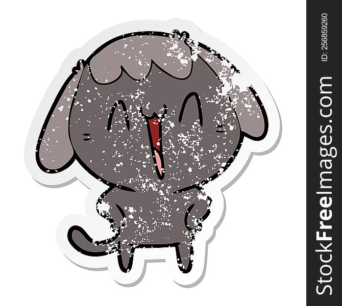 distressed sticker of a cute cartoon dog