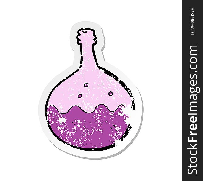Retro Distressed Sticker Of A Cartoon Bubbling Chemicals