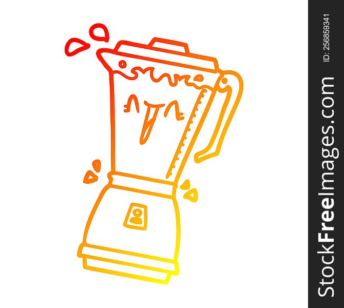 warm gradient line drawing of a whirring cartoon food processor