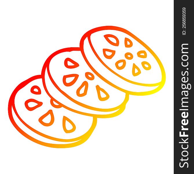 Warm Gradient Line Drawing Cartoon Sliced Tomato