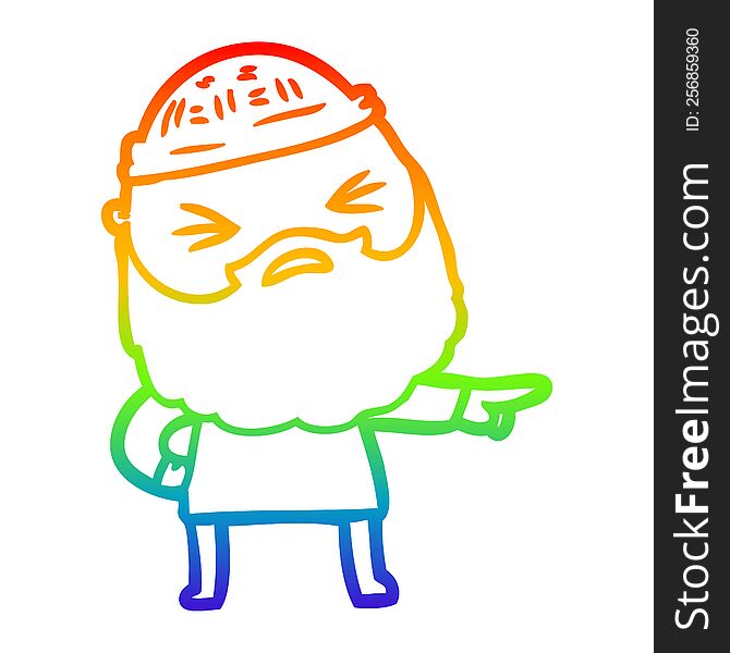 rainbow gradient line drawing of a cartoon man with beard