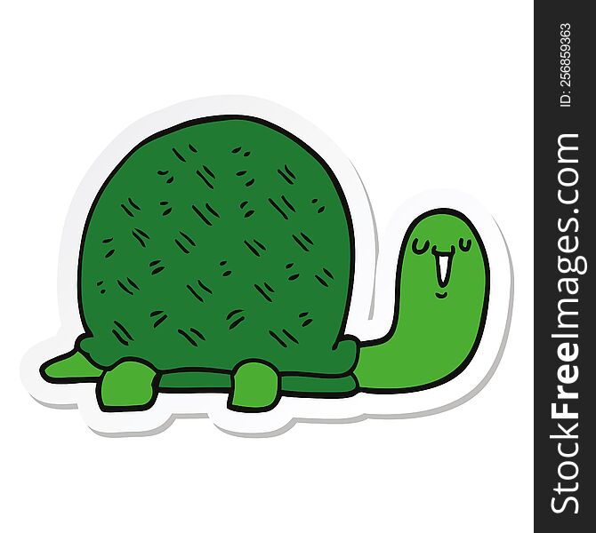 Sticker Of A Cute Cartoon Turtle