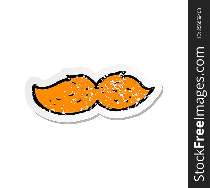 Retro Distressed Sticker Of A Cartoon Ginger Mustache