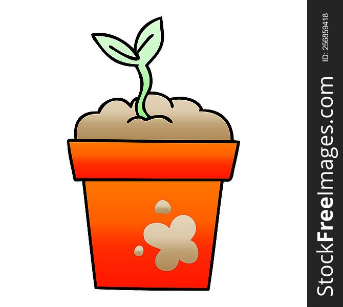 Quirky Gradient Shaded Cartoon Seedling