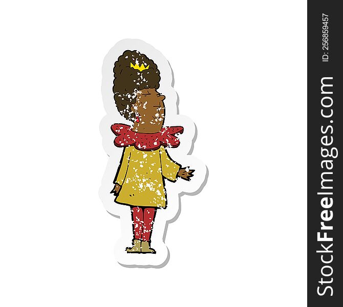 Retro Distressed Sticker Of A Cartoon Queen