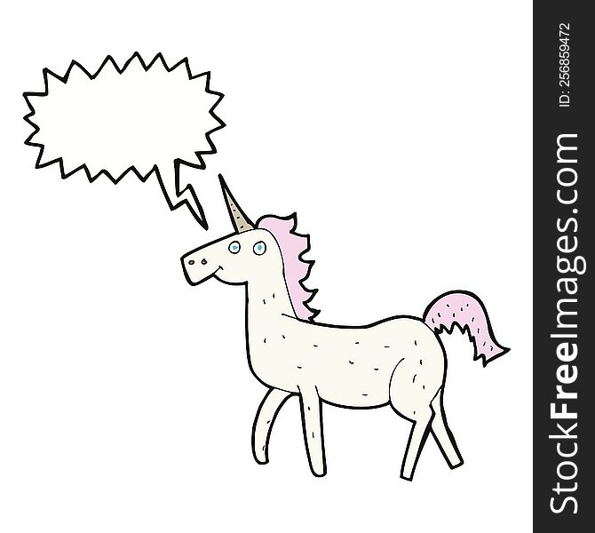 Cartoon Unicorn With Speech Bubble