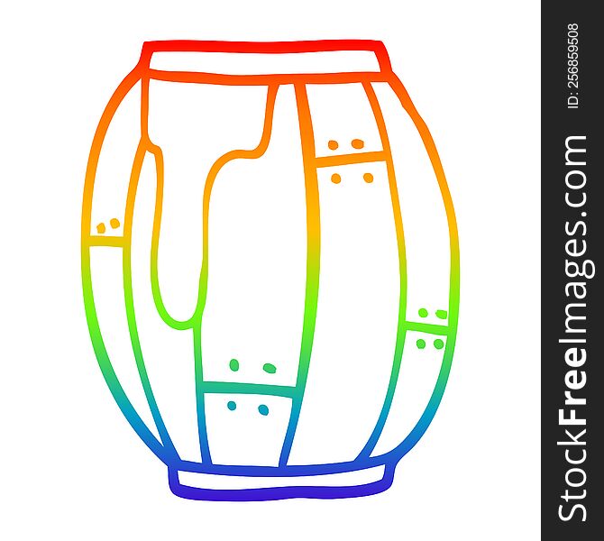 Rainbow Gradient Line Drawing Cartoon Barrel