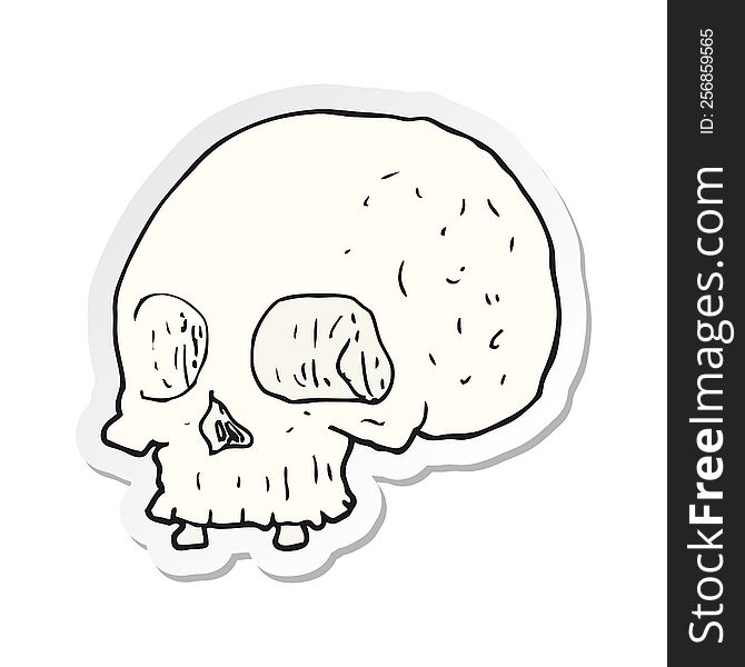 Sticker Of A Cartoon Old Skull