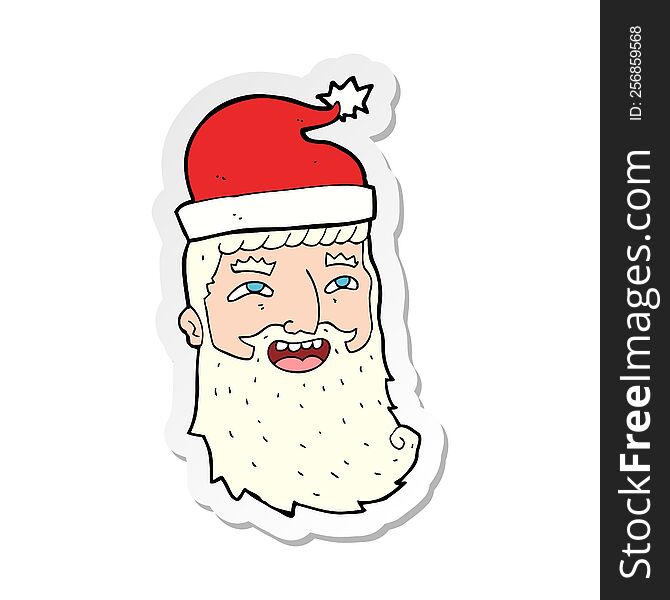 sticker of a cartoon laughing santa