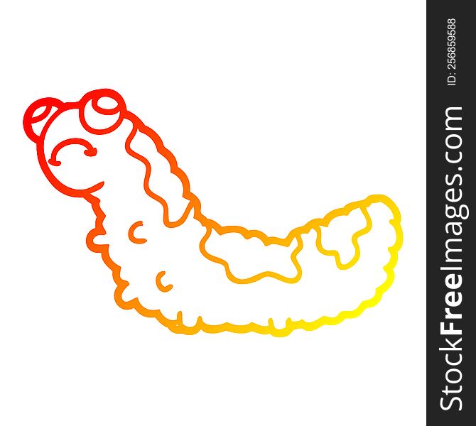 Warm Gradient Line Drawing Cartoon Unhappy Caterpillar