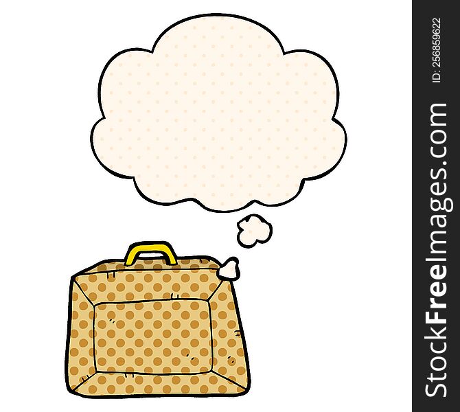 Cartoon Budget Briefcase And Thought Bubble In Comic Book Style