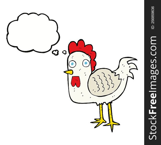Cartoon Chicken With Thought Bubble