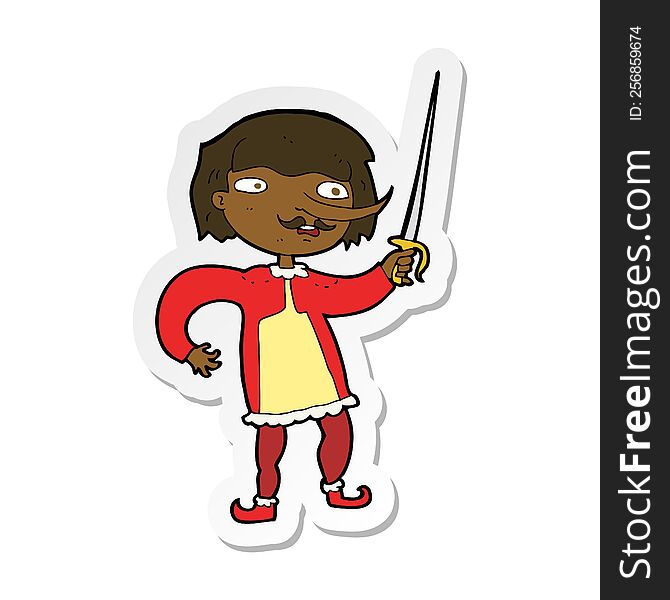sticker of a cartoon man with sword